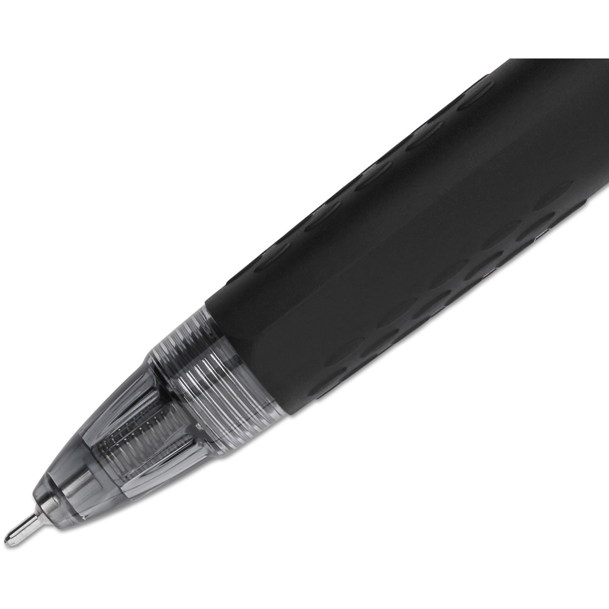 uni-ball® 207™ Retractable Fraud Prevention Gel Pens, Needle Point, 0.7 mm, Translucent Black Barrels, Blue Ink, Pack Of 12