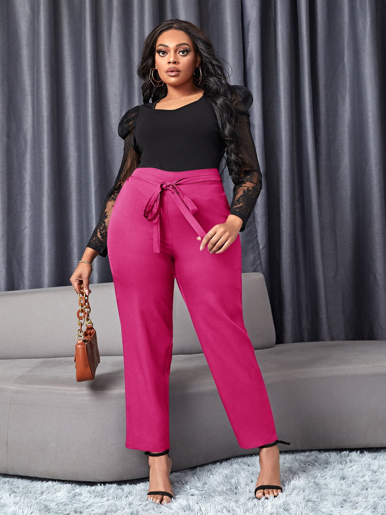 High Waist Belted Pants 2XL(16 