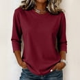 thumbnail image 2 of 3/4 length Sleeve Shirts for Women,Soft Stretchy Wrinkle-Free Tops,Casual Crew Neck T Shirt for Work Daily Fall, S, 2 of 6