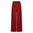 thumbnail image 6 of XFLWAM Women's Wide Leg Pleated Palazzo Pants Casual Solid Color High Waist Trousers with Pockets Red 5XL, 6 of 8