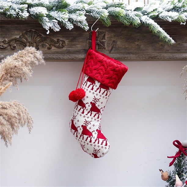 Calcetín de Navidad de punto Decoración Calcetín de Navidad Caramelo Snack Bolsa colgante Adorno Decoración Regalo para niños Worallymy JD709783258