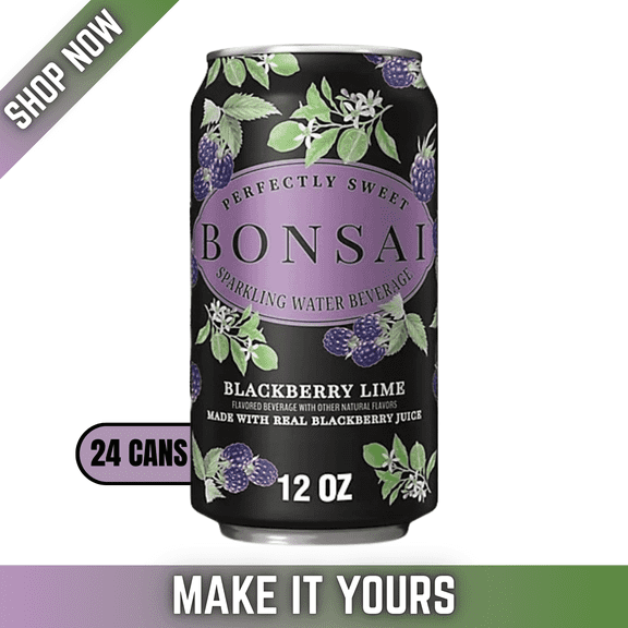 Bonsaiâ„¢ Blackberry Lime Sweetened Sparkling Water, 12 oz Cans, 24 Pack