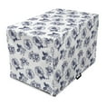 thumbnail image 1 of Floral Dog Crate Cover, Top View of High Detailed Flower Silhouettes, Easy to Use Pet Kennel Cover Small Dogs Puppies Kittens, 7 Sizes, White Ceil Blue Indigo, by Ambesonne, 1 of 6