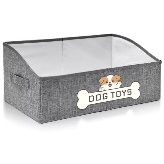 Dog Toy Basket, Specially Designed for Dog Toy Storage, Collapsible Dog Toy Box with Handle,Perfect for Storing Pet Toys and Accessories Grey
