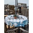 thumbnail image 2 of Outdoor Tablecloth with Umbrella Hole for Patio/Picnic/Party/Camping, Summer Ocean Waterproof Table Cloth Round Cover Washable, Blue Coastal Starfish Seashell Conch Plaid (Dia 60"), 2 of 8