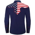 thumbnail image 4 of Mens American Flag Shirt Patriotic Western Cowboy Shirt Print Independence Day Casual Summer Tee Tops XXL, 4 of 5