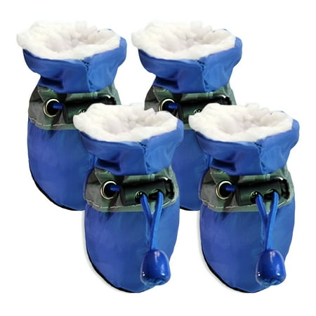 TELOLY 4Pcs Dog Shoes Easy Wear Dog Boots Dog Friendly Design Dog Winter Boots Blue 5.5*4.5cm