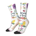 thumbnail image 2 of Uemuo Spring Flowers Birds Pattern Women's Crew Socks, Soft Durable Breathable Moisture-Wicking with Odor Control Cotton socks, 2 of 9
