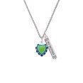 thumbnail image 2 of Delight Jewelry Silvertone Lime Green & Silvertone Hot Blue Heart with Black Ruffles Silvertone Always My Mother Bar Charm Necklace, 23", 2 of 4