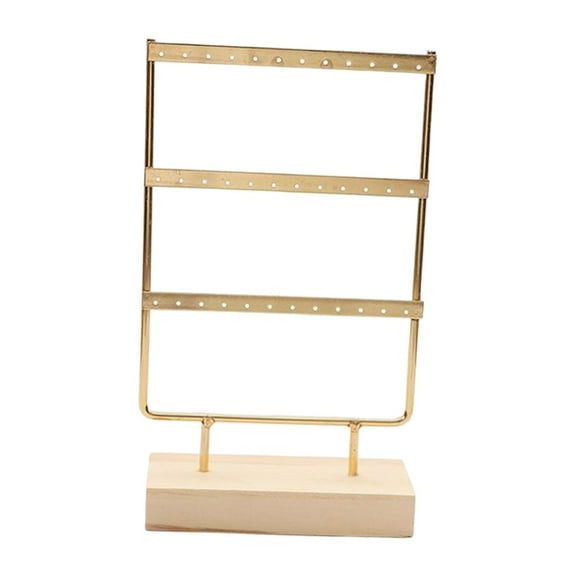 Earring Stand with Holes Large Gift Hanging Earrings Wooden Base Jewelry Towel Metal Display Storage rack Stud Holder for Women Girls , 3 Layer