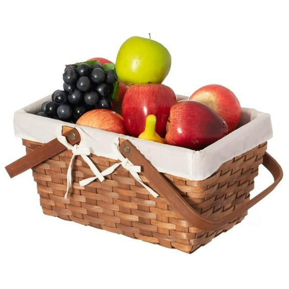Double Handle Woodchip Basket with White Liner for Unforgettable Picnic Parties