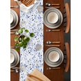 thumbnail image 2 of Watercolor Abstract Blue Leaves Table Runner-36 Inch Long Pastoral Botanical Table Runners Linen Burlap Tablerunner for Kitchen Dining Room Holiday Party, 2 of 9