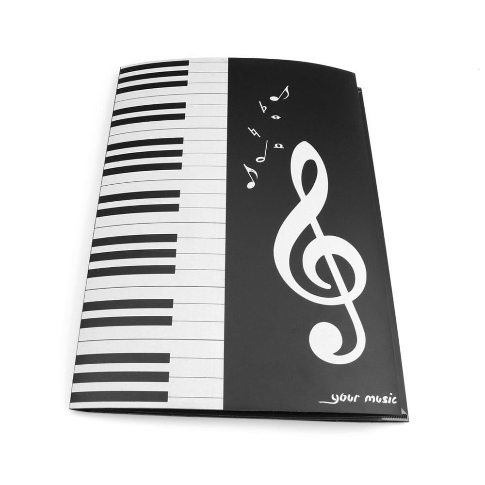 4 Page Music Folder A4 Size Plastic Lightweight Black Piano Music Storage Folder 
