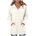 thumbnail image 3 of Jsaierl Long Hoodies for Women Half Zip Solid Color Hooded Sweatshirt Trendy Sweater Soft Long Sleeve Tunic Tops Fall Clothes S-2XL, 3 of 7