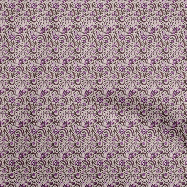 oneOone Rayon Purple Fabric Jacobean Floral Craft Projects Decor Fabric Printed By The Yard 56 Inch Wide