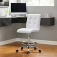thumbnail image 3 of Modway Prim Metal Vegan Leather Armless Drafting Chair in Silver/White, 3 of 9