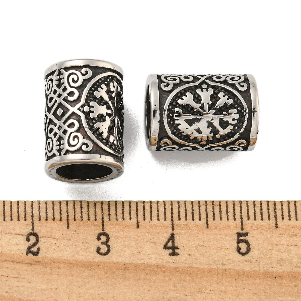 316 Surgical Stainless Steel European Beads Large Hole Beads Beard Beads Hair Beads Column 15x11mm Hole: 8mm