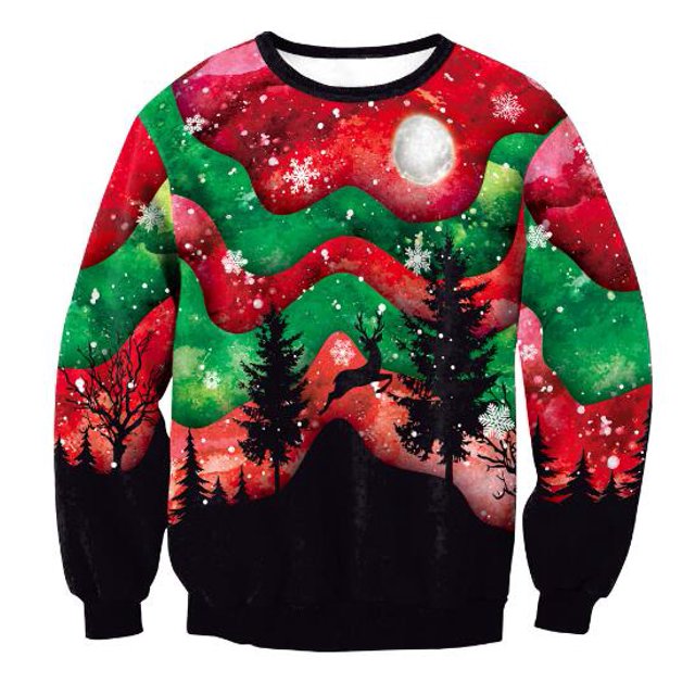 Suéteres navideños feos, jerséis verdes con estampado divertido en 3D, sudadera navideña para fiesta, cumpleaños, sudadera navideña 2024