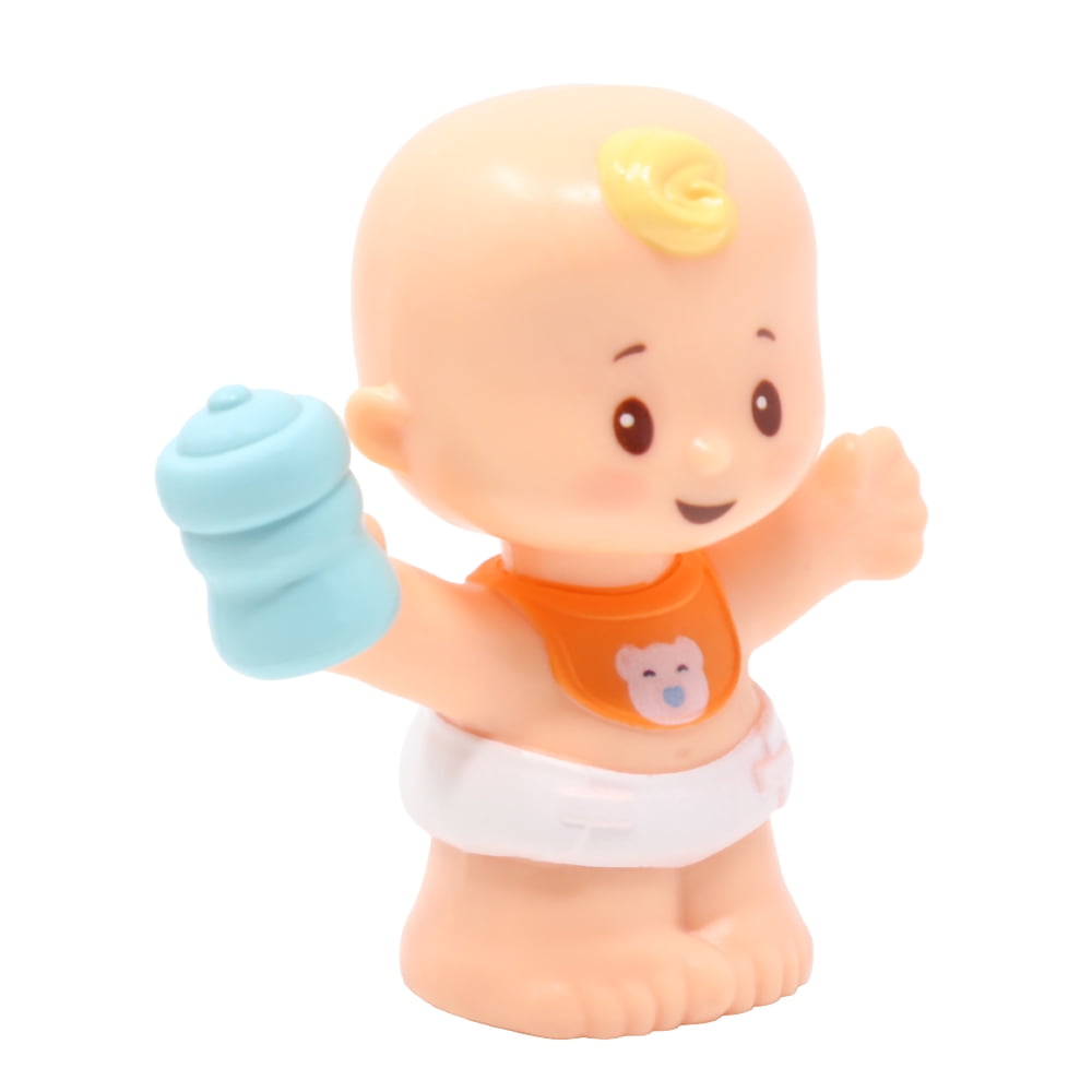Replacement Part for Fisher-Price Little People Snuggle Twins Playset - GKP68 ~ Replacement Twin Girl Figure ~ Orange Bib with Bear ~ Blonde Curl