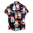thumbnail image 5 of IROINNID Christmas Ugly T-Shirt for Men Funny Print Hawaiian Tops Xmas Vacation Holiday Gift Button Up Green Shirt,Navy, 5 of 5