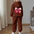 thumbnail image 6 of LRen Kids Sweatsuit Zip Up Cute Bowknot Print Crewneck Long Sleeve Warm Hooded Sweatshirt and Jogger Sweatpants Clothing Comfortable Winter Sweatsuit Clothing for Girl, 6 of 7