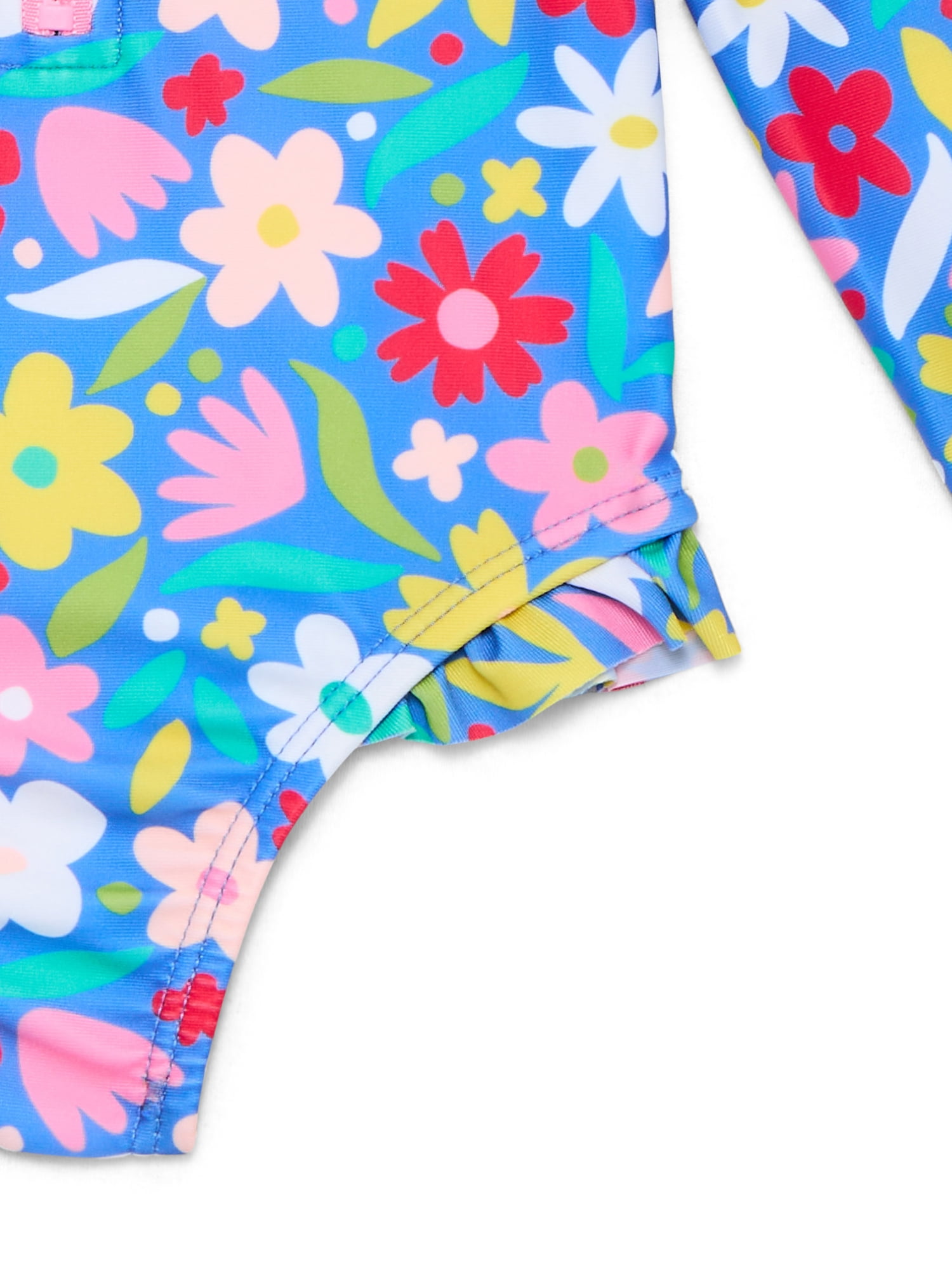Wonder Nation Toddler Girl Long- Sleeve Zip Rash Guard Swimsuit, Sizes 12M-5T