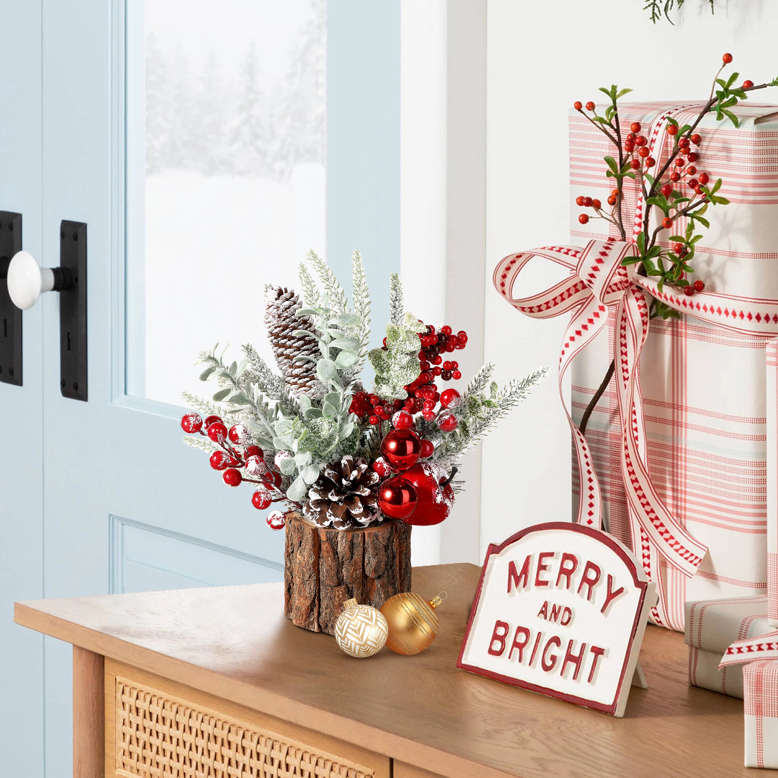 Ayieyill Artificial Mini Tabletop Christmas Tree Red photo 4