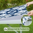 thumbnail image 6 of Blue White Tie Dye Mandala Pattern Square Fitted Tablecloth with Elastic Edge,Square Table Cover,Washable Elastic Table Cover for Home Kitchen Party Decor 36"x36", 6 of 6