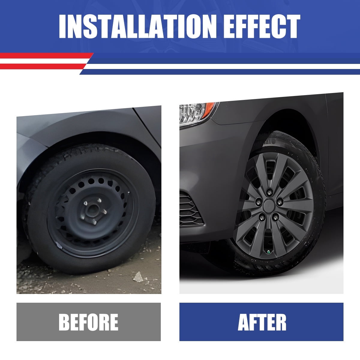 4 Pack 16" Hubcaps Wheel Rims Cover Fit for 2013-2019 Nissan Sentra & 2011-2017 Nissan Leaf Compatible with Steel Wheels,Snap on Installation,PP,Black Matte