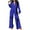 Blue, variant on Kaemgyyd Women 2 Piece Outfits Casual Long Sleeve Loose Button down Shirts Blouses Tops Wide Leg Long Pants Sets Streetwear
