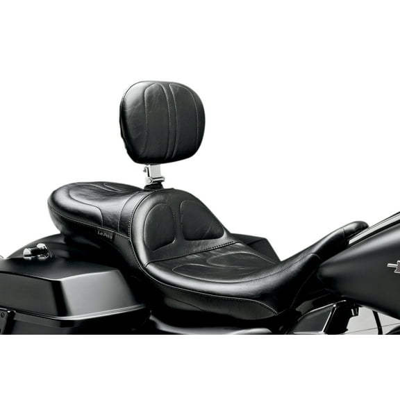 Le Pera Daddy Long Legs Stitched Black Motorcycle Seat w/Backrest (LK-957DLBR)