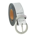 thumbnail image 2 of NYFASHION101 Women's Bonded Leather Thick Dressy Belt with Round Steel Buckle, White, Small, 2 of 4