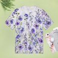thumbnail image 4 of Floral Colorful Flower Women's Short Sleeve T-Shirt Crew Neck Casual Summer Trendy Loose Fit Tops, 4 of 6