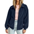 thumbnail image 4 of Horkkom Zip Up Jackets for Women Long Sleeve Solid Color Corduroy Jacket Casual Loose Collared Jacket with Pockets XL, 4 of 9