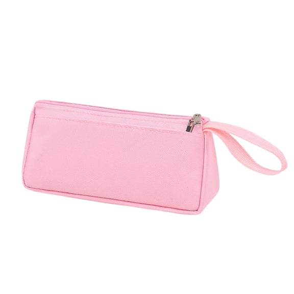 Oxford Pencil Pouch with Wrist Strap, 2 Compartments Solid Color Pencil Case for Office Desk Travel and Cosmetic Storage, 7.9 Inch