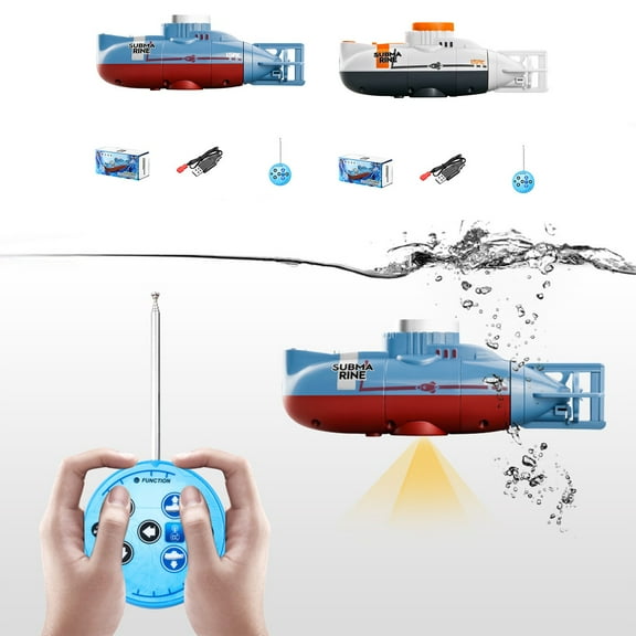 Mini Remote-Controlled Submarine Toy | Design & Infrared Navigation | Twin Motor Agile Propulsion | 70cm Diving Depth | USB Rechargeable | 15x6.8x4.5cm | Blue or White