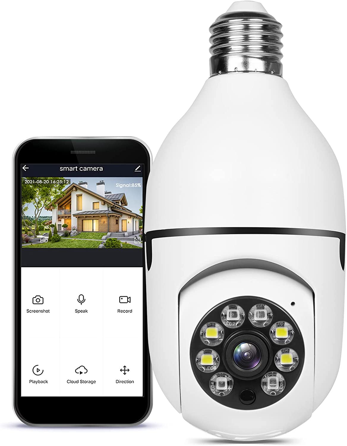 Light Bulb Camera 2.4GHz Wireless WiFi Security Camera 1080p, Light Socket Camera with Real-time Motion Detection,WiFi Smart 360° Surveillance Camera for Indoor and Outdoor,Night Vision