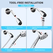 PHANCIR Magnetic Handheld Showerhead with 10 Spray Modes, 5 Large Anti-Clog Shower Head, Hard Water Softener Filter, 59 Hose & High Pressure for Bathroom