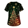 thumbnail image 3 of Garbnen Christmas Scrub Tops Women Stretchy V Neck Short Sleeve Women's Tops, Tees & Blouses Winter Fall Xmas Print Nurse Uniforms with Pockets S-5xl, 3 of 4
