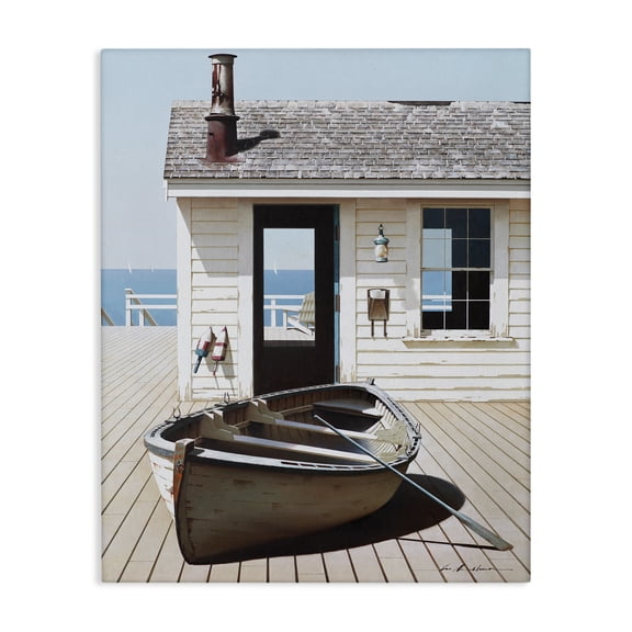 Stupell Industries Traditional Boat Resting On Boardwalk Canvas Art, 16 x 20, by Zhen-Huan Lu