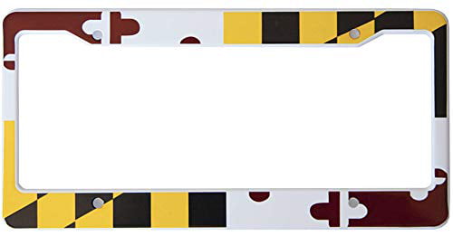 International Tie Maryland Reversed Flag License Plate Frame High Grade 304 Stainless Steel