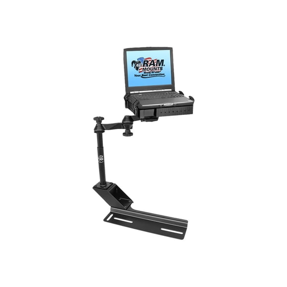 RAM No-Drill Laptop Mount RAM-VB-106R4-SW1 - Mounting kit (dual swing arm, telescopic pole, vehicle base, notebook holder) - for notebook - high-strength composite, powder-coated steel - screen size: 10"-17" - car seat rails