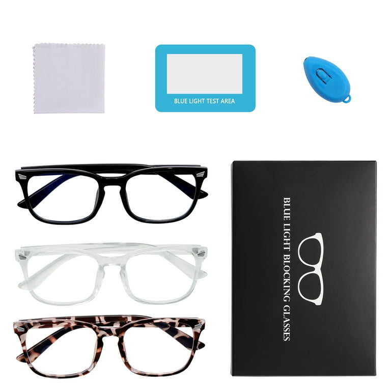 racico Computer Blue Light Blocking Glasses 3 pack Blue Light Glasses Men  Women, Anti Blu-Ray Clear Gaming Glasses Lenses