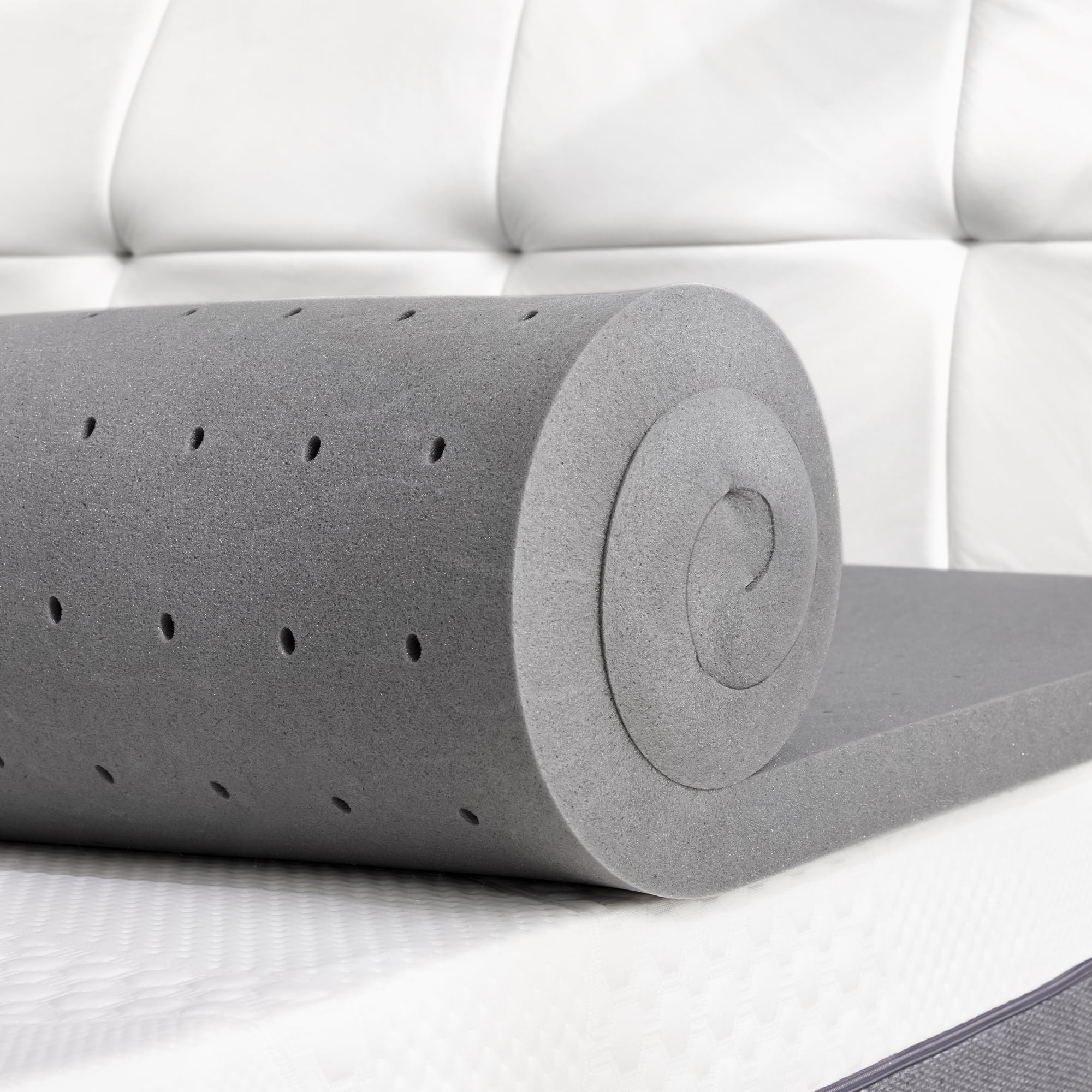 BDEUS 2 Inch Mattress Topper, Cooling Gel Memory Foam Mattress Topper, Bed Topper, Soft, Twin-XL Size，Gray