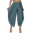 thumbnail image 4 of STARVNC Women High Waist Boho Lace Stitching Solid Color Pants, 4 of 6
