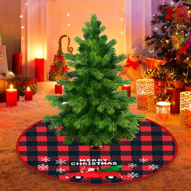 Travelwant Plaid Christmas Tree Skirt, Red and Black Buffalo Plaid