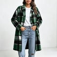 thumbnail image 5 of Karymi Loose Mid‑Length Plaid Wool‑Blend Jackets for Women, Notched Lapel Button‑Up Long Sleeve Woolen Overcoat with Pockets, 5 of 9