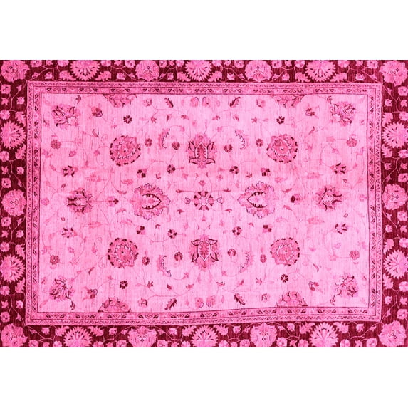Ahgly Company Indoor Rectangle Oriental Pink Traditional Area Rugs, 7' x 10'