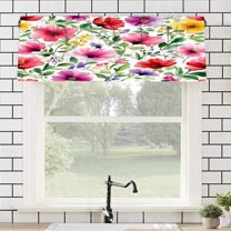Remain Unique Floral Pattern Polyester Rod Pocket Curtain Valance for Home Bedroom Living Room Kitchen Window Decor 54x18 inch