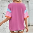 thumbnail image 4 of Olyvenn Oversized Color Block T Shirts for Women Girls Y2K Tops 2025 Fashion Short Sleeve Drop Shoulder Shirts Going Out Tops Hot Pink 12-14, 4 of 5